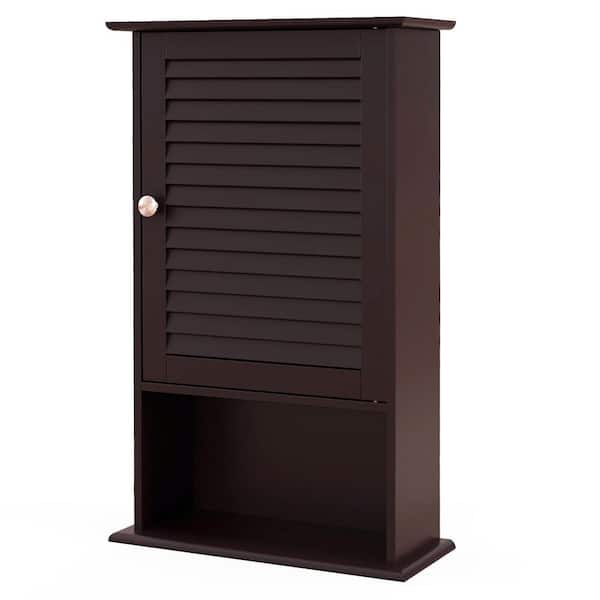 Gymax Bathroom Wall Mount Storage Cabinet Single Door with Height Adjustable Shelf