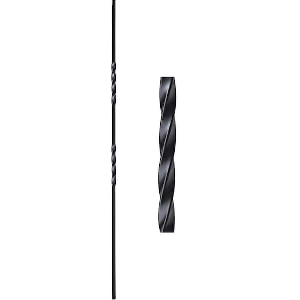 Atlas Stair Parts 44 in. x 1/2 in. Satin Black Double Twist Square Base Hollow Wrought Iron Stair Baluster
