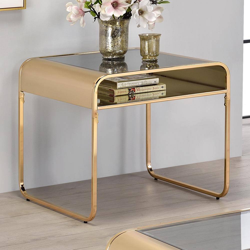 Mindry 24 in. Chrome Square Glass Top End Table - thumbnail 4