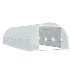 236.25 in. x 118 in. x 78.75 in. White Replacement Greenhouse Cover Tarp with 12 Windows and Zipper Door