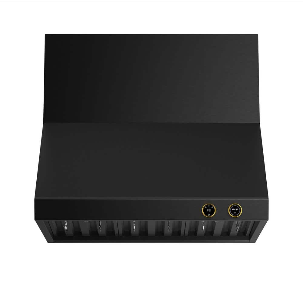 36 in. 900 CFM Ducted Wall Mount Range Hood in Titanium Stainless Steel with Gold Accents and Digital Controls
