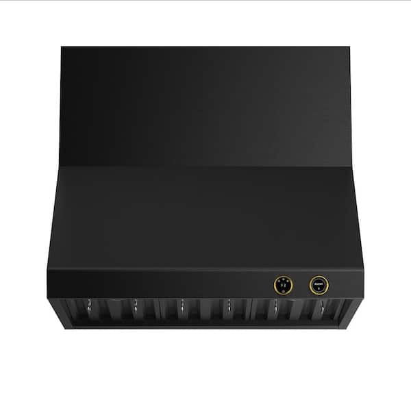 36 in. 900 CFM Ducted Wall Mount Range Hood in Titanium Stainless Steel with Gold Accents and Digital Controls