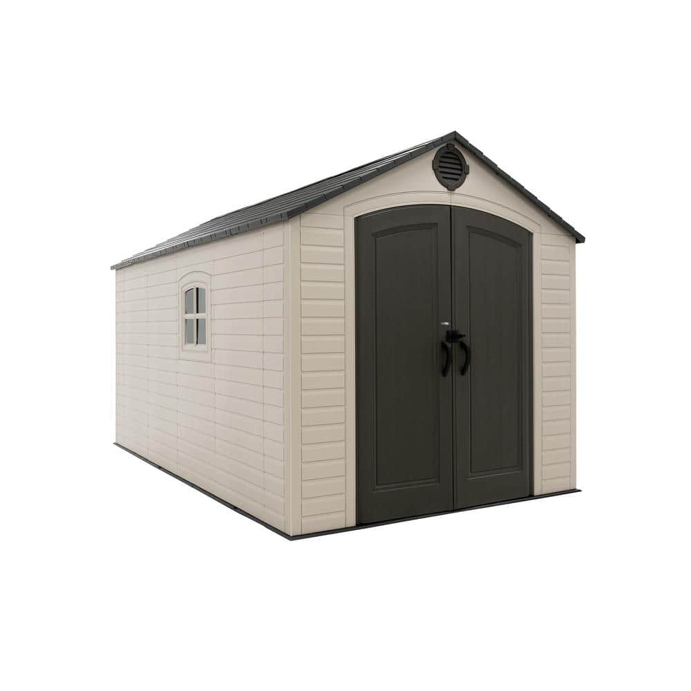 Lifetime 8 ft. W x 12.5 ft. D Resin Storage Shed with Double Doors (100 ...