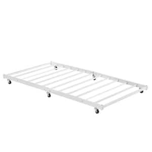 Twin Only/Roll Out Trundle Bed Frame/Enhanced Metal Slats Support White 39 in. W