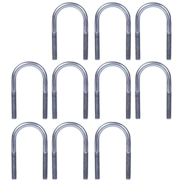 PLUMBFLEX 3 in. Light Duty Galvanized Steel U-Bolt Pipe Clamp with Hex Nuts (10-Pack)