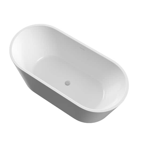 Zeafive 59 in. x 29.5 in. Free Standing Soaking Tub Flatbottom Acrylic