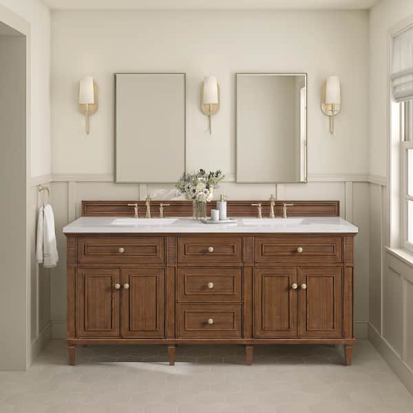 Lorelai 71.88 in. W x 23.5 in. D x 32.88 in. H Bath Vanity Cabinet Without Top in Mid-Century Walnut