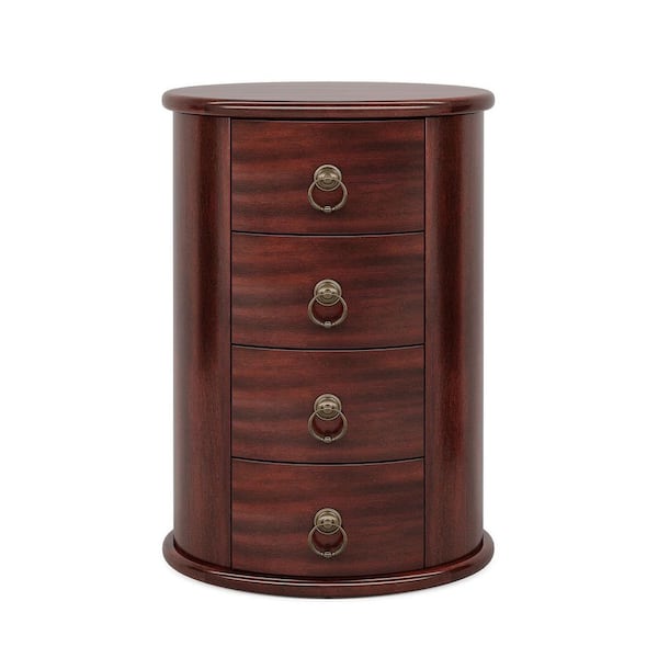 BYBLIGHT Kerlin 17.7 in. Walnut Round Wood End Table with 4