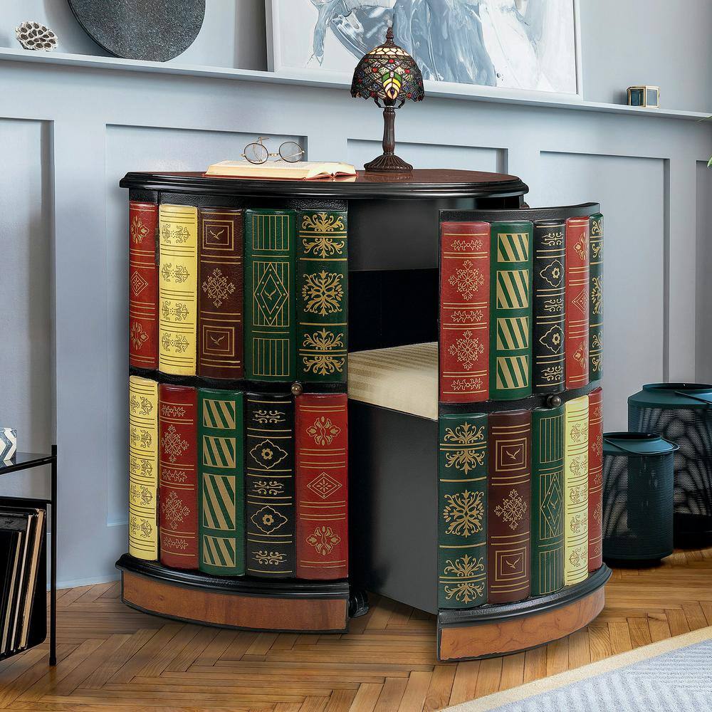 Nettlestone Multi-Colored Faux Book Library Console Desk with Drawer