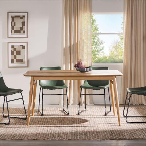 Mid-Century English Ash Wood 59 in. 4 Leg Dining Table, Seat 6