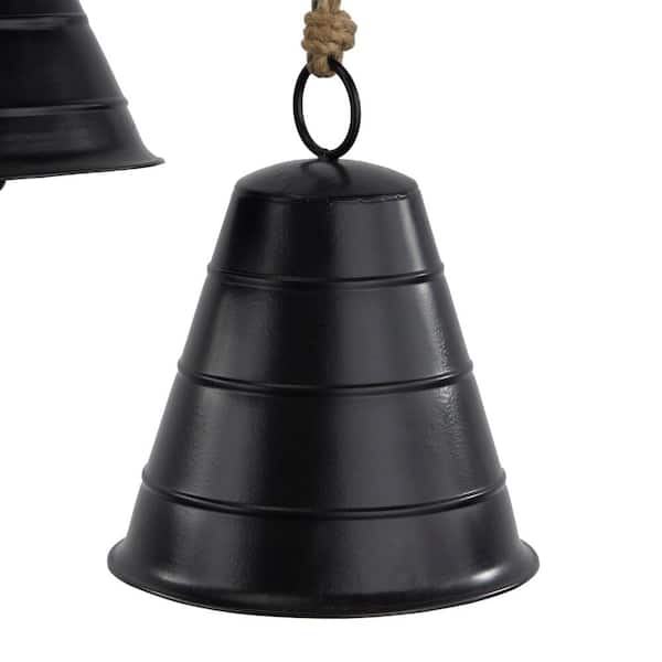 Litton Lane Gold Metal Tibetan Inspired Wide Cone Decorative Cow Bell with  Jute Hanging Rope (3- Pack) 042650 - The Home Depot