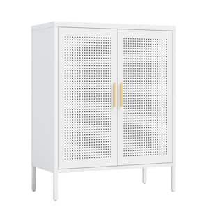 31.50 in. W x 15.75 in. D x 39.96 in. H White Metal Linen Cabinet with 2 Doors and 2 Adjustable Shelves