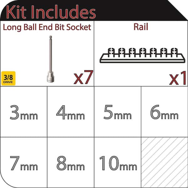 Long Ball End Bit Socket Set Metric (7-Piece)