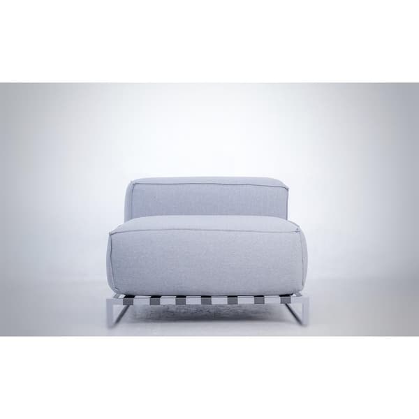 Outsy Sunrise Collection Extra Deep Seating Metal Armless Outdoor Sectional Chair with Grey Cushions