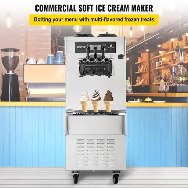VEVOR Soft Serve Ice Cream Machine 13L/H Commercial Yogurt Maker Single  Flavor