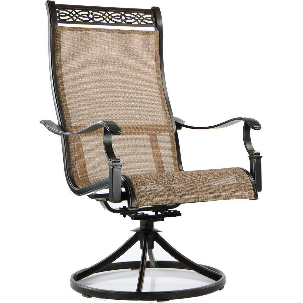 Monaco 5-Piece Bronze Aluminum Outdoor Dining Set with Tan Sling Chairs