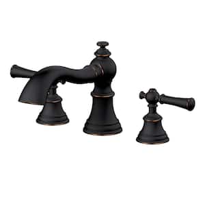 8-in widespread 2-Handle bathroom faucet with pop-up drain in Oil-Rubbed Bronze