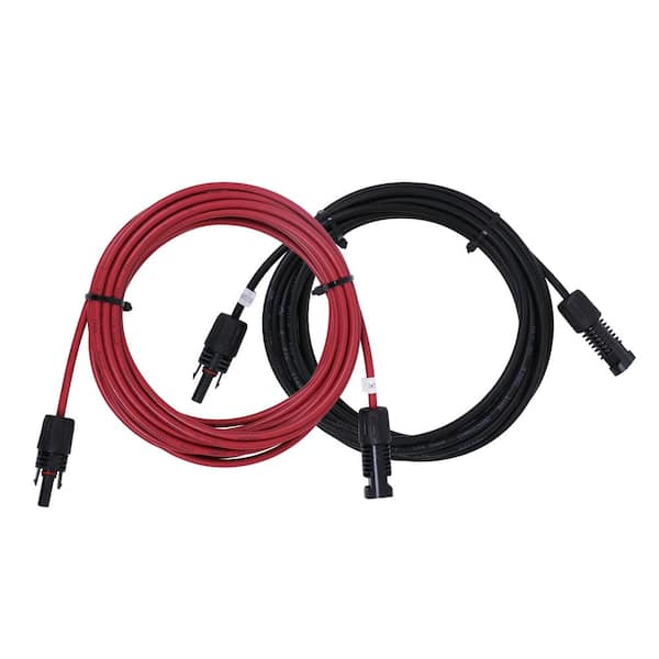 Renogy 20 ft. 12AWG Solar Panel Extension Cable w/ Female and Male Connectors 20 ft. 12AWG 1 Pair 20 ft. 12 Gauge Red and Black