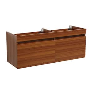 Mezzo 47 in. Modern Wall Hung Double Sink Bath Vanity Cabinet Only in Teak