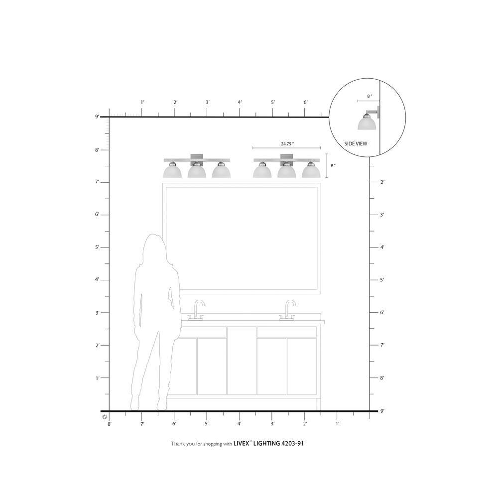 Somerset Brushed Nickel 3-Light Bath Vanity with Satin Glass
