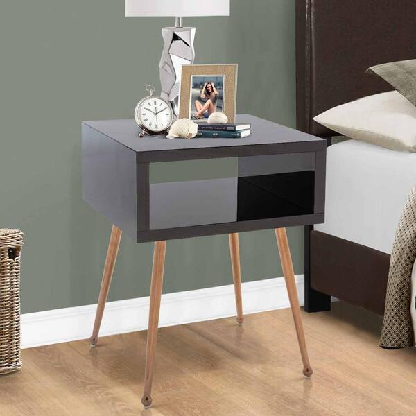 black acrylic nightstand