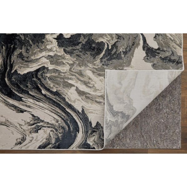 HomeRoots 4 X 6 Ivory, Black, Taupe Abstract Area Rug