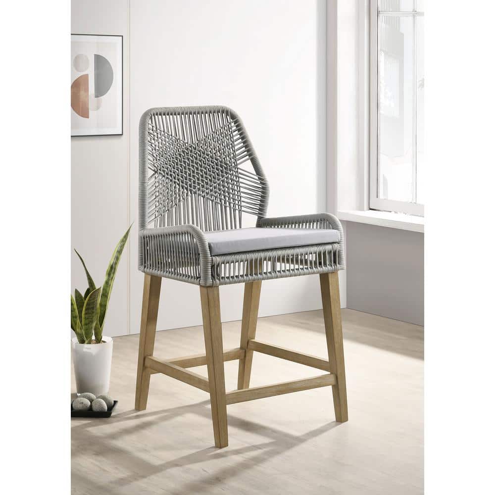 Nakia Dark Gray Woven Rope Back Counter Height Stools