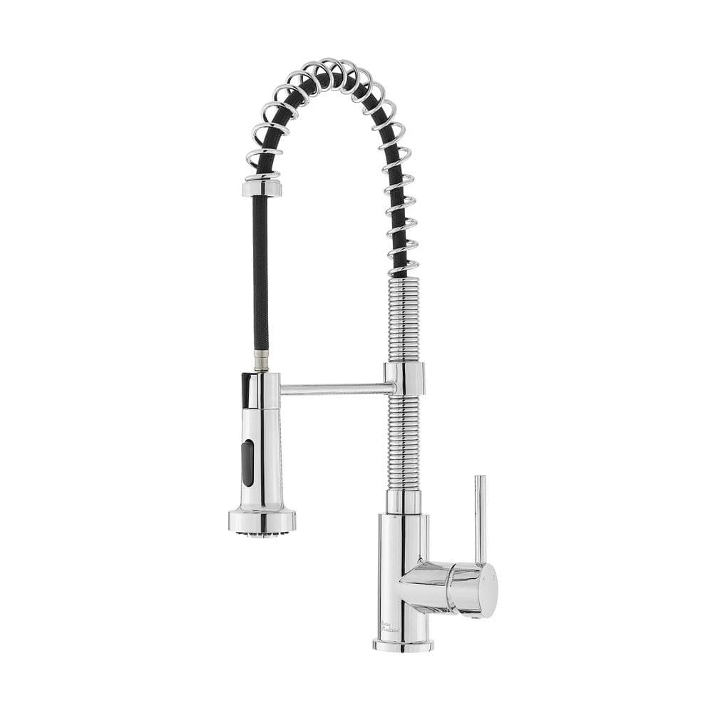 Chrome Single Handle Pull-Down Kitchen Faucet with Spray