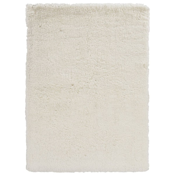 8 ft. x 10 ft. White Modern Shag Modern Tufted Solid Color Polyester Rectangle Indoor Area Rug