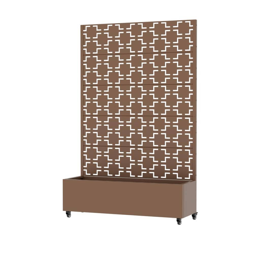 72 in. H x 47 in. W Brown Outdoor Galvanized Steel Privacy Screen Planter Box Trellis with Detachable Wheels price history on PriceWatchPro