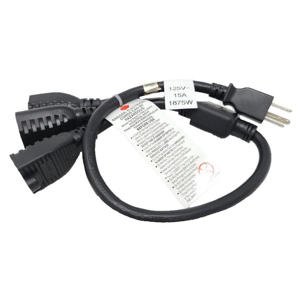 Micro Connectors, Inc 14 in. 1-to-3 Heavy-Duty 14 AWG Power Cord Splitter (NEMA 5-15P to NEMA 5-15R x 3)