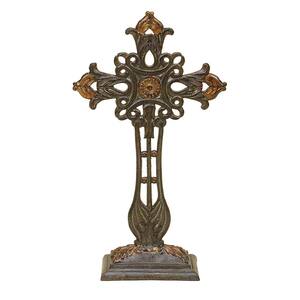 Copper Metal Cross Biblical Sculpture