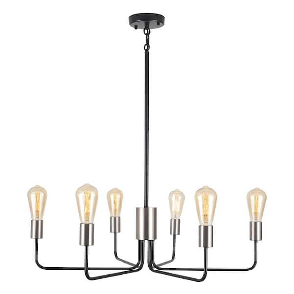 ZJVAIVE 6-Light Matte Black/Nickel Classic Farmhouse Ship Anchor Style ...