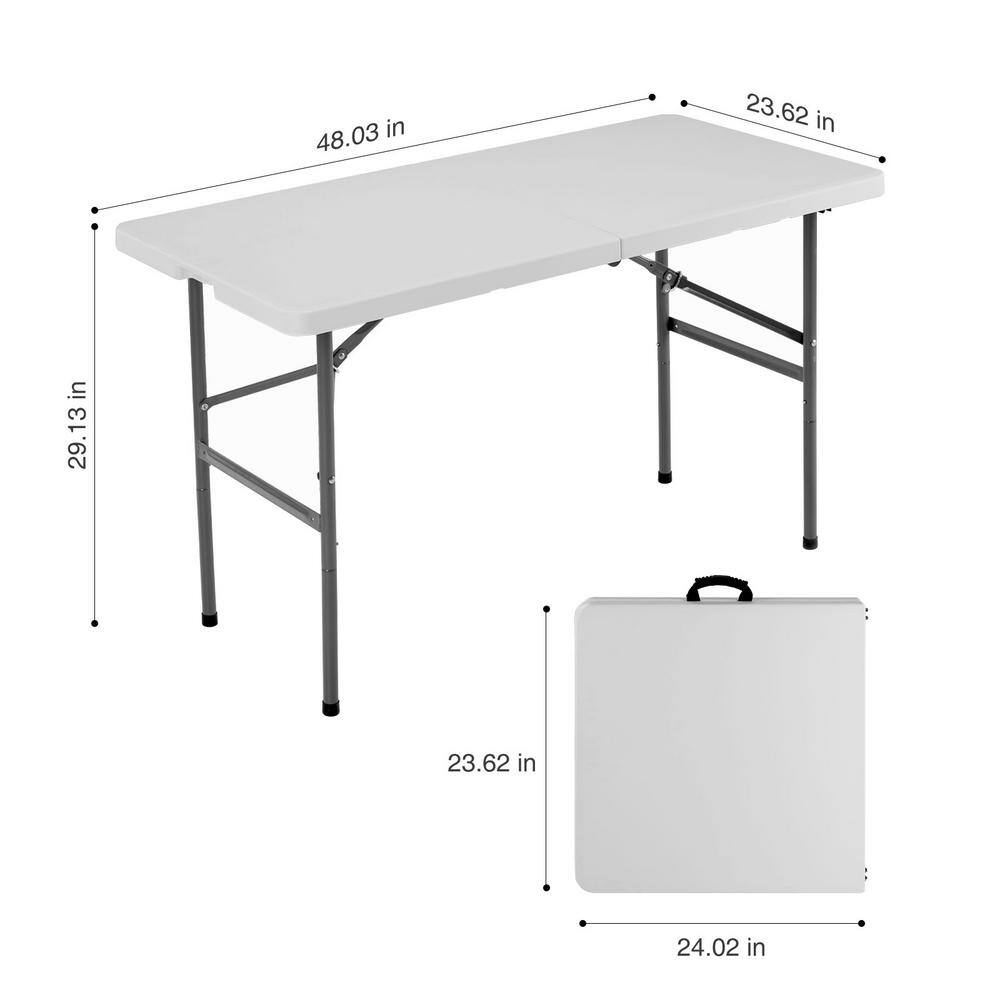 48-Inch Gray Metal and Plastic Folding Camping Table