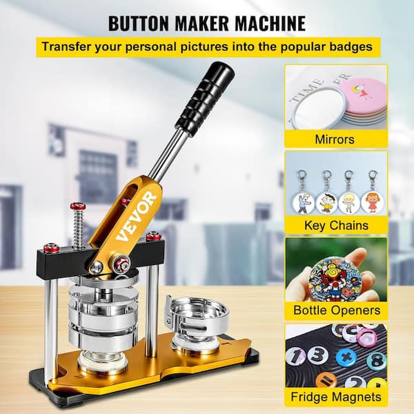 Button Pressing Machine, Button Maker Machine Comfortable Grip Ergonomics  Rotating Mounting Frame DIY Badge For Outdoor For Home 