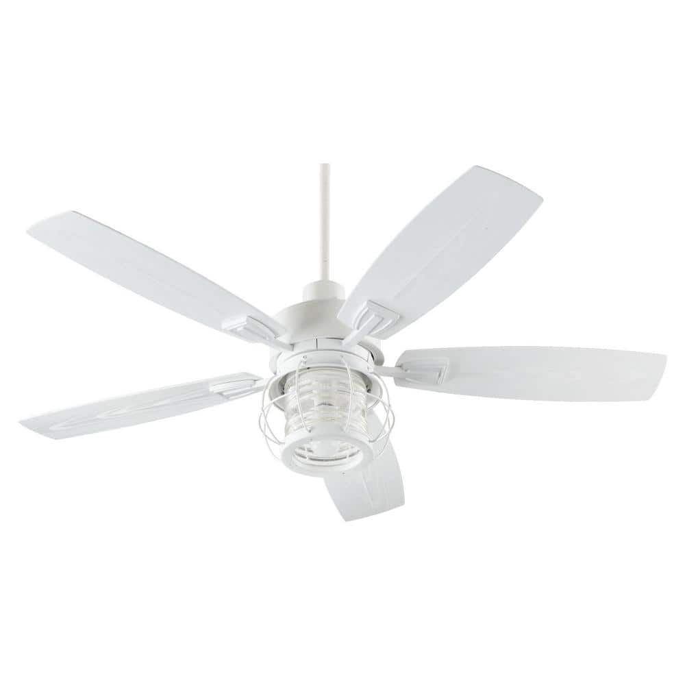 Studio White 52" Outdoor Ceiling Fan with LED Light