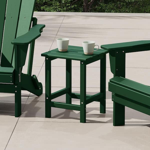 Mason 18 in. Dark Green Poly Plastic Fade Resistant Outdoor Patio Square Adirondack Side Table