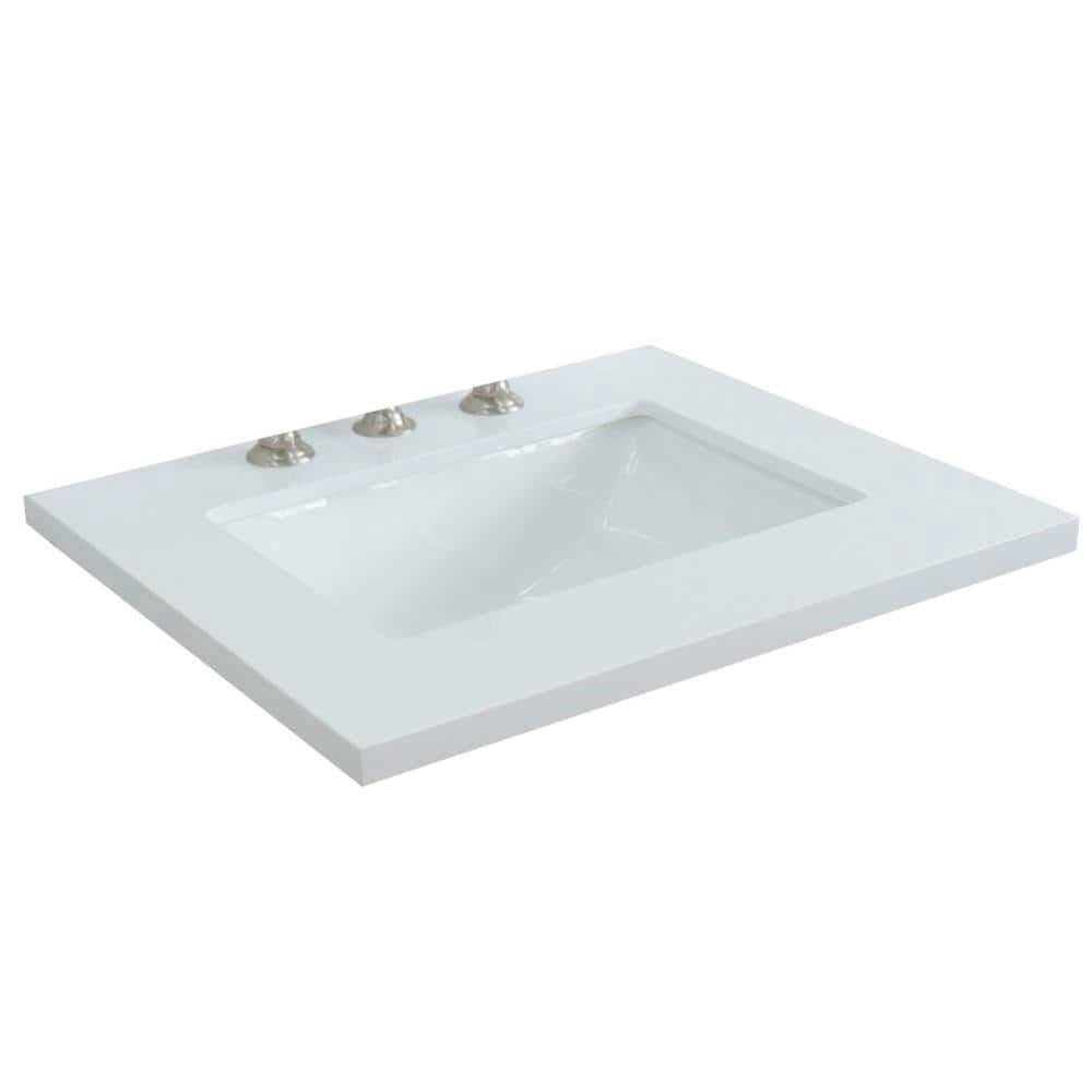 25 in. White Quartz Vanity Top with Ceramic Sink