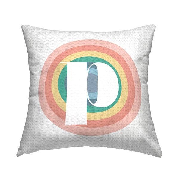 Stupell Industries Rainbow Circle Letter P Square Outdoor Throw Pillow
