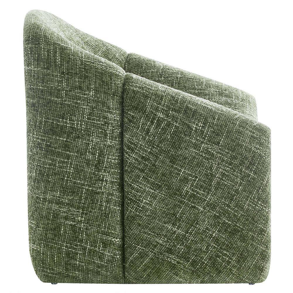 Basil Green Faux Leather Barrel Accent Chair with Metal Frame