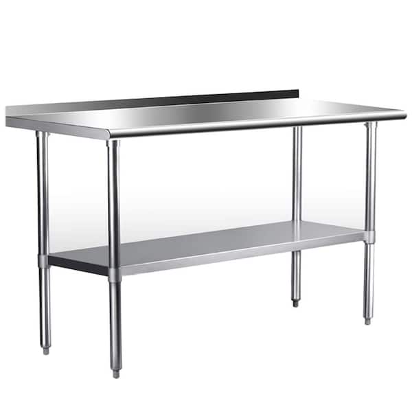 Tileon Stainless Steel Kitchen Utility Table With Under-shelf and Galvanized Legs