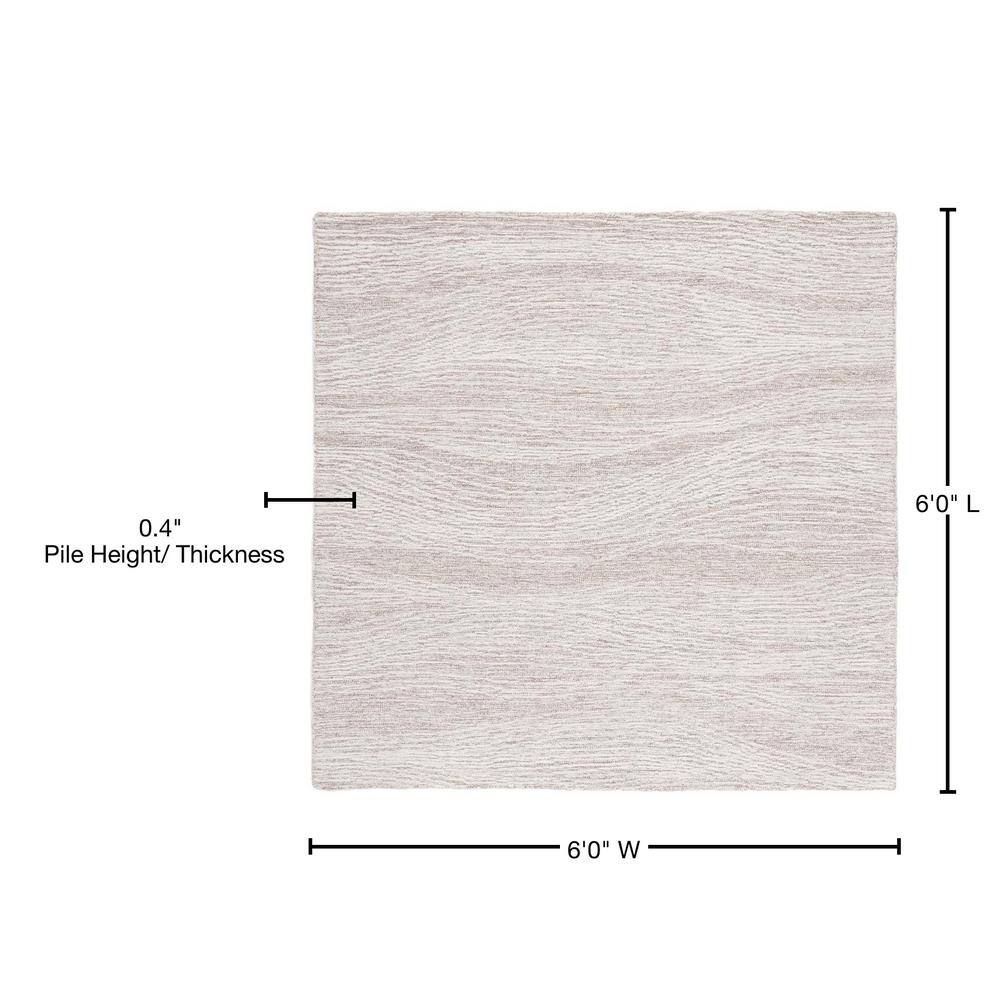 Ivory Elegance 6' Square Hand-Tufted Wool Area Rug