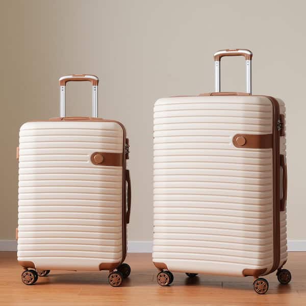 4-Piece Brown Expandable Luggage Sets, ABS Hardshell Luggage Set
