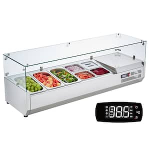 Refrigerated Condiment Prep Station 140 W Countertop with 3 1/3 Pans and 4 1/6 Pans 304 Stainless Body and PC Lid