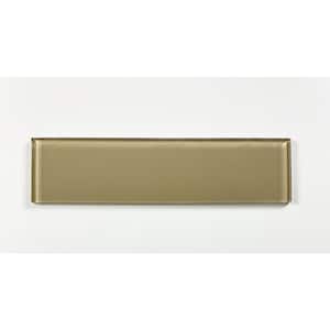 Modern Olive Brown 3 in. x 12 in. Glossy Glass Subway Wall Tile (1 sq. ft./Pack)