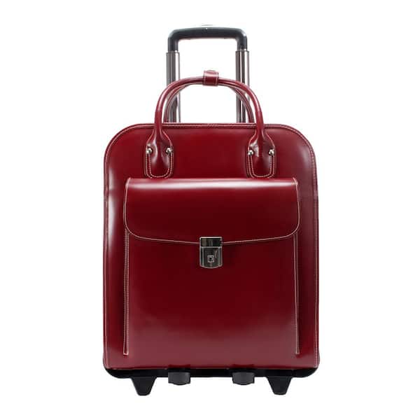 McKLEIN La Grange 15 in. Red Top Grain Cowhide Leather Detachable Wheeled Ladies Laptop Briefcase