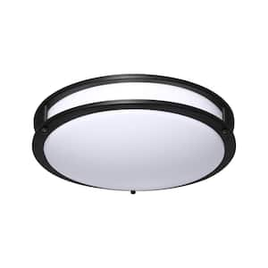 15 in. Matte Black Dimmable Integrated LED Flushmount Ceiling Light - Adjustable 5 Color Temperatures