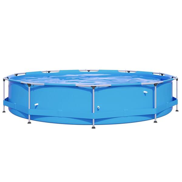 WIAWG 12 ft. x 30 in. Outdoor Round Metal Frame Above Ground Swimming Pool for Backyard, Garden Frame Pool for Kids, Family