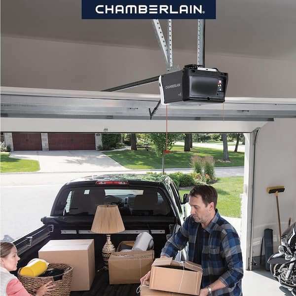 Chamberlain 3/4 HP LED Video Quiet Belt Drive Smart Garage Door Opener with  Integrated Camera B4643T - The Home Depot