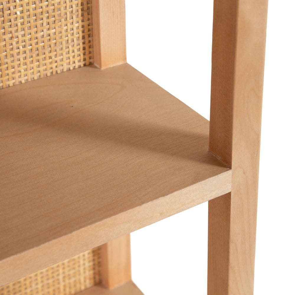 Natural Rattan and Wood Boho Three-Tier Wall Shelf, 19 x 30